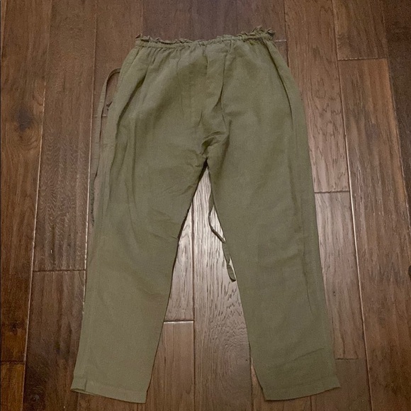 THE GREAT. Green Cargo Pants Relaxed Fit Elastic & Tie Waist Size S - Picture 5 of 6